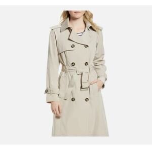 NWT London Fog 3/4 Length Double-Breasted Trench Coat with Belt (Stone) sz L
